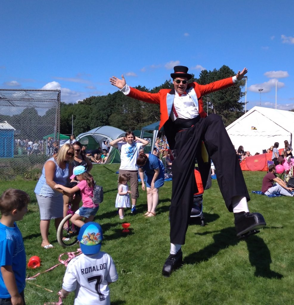 Mr Jules stilt dancing Ynysybwl
